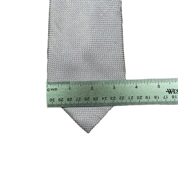 Joseph Abboud Men's Tan Blue Gingham Silk Classic Necktie - Picture 7 of 7